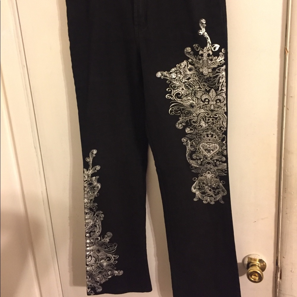 Black and Silver Diane Gilman Fancy Jeans w/Beads!